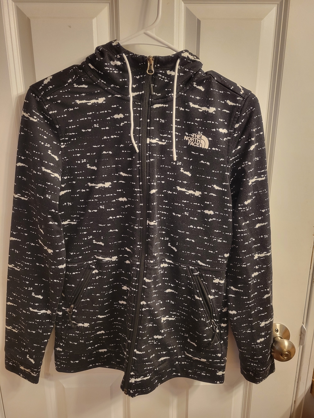 Womens The North Face Black & White Speckled Zip-Up Hoodie